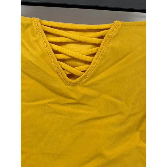 FOREVER 21 Women's Mustard Yellow Strappy Medium Coverage Bikini Bottom SZ S - Picture 5 of 9